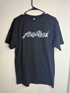 Men's Black Graphic Tee with Silver Script Logo